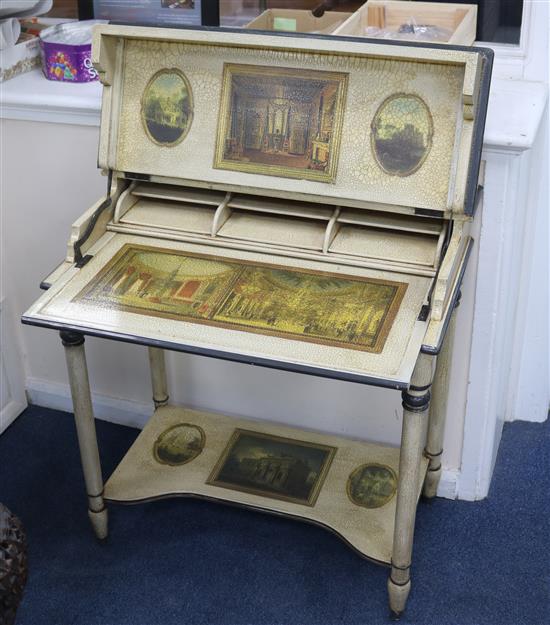 A white shagreen effect writing table W.74cm